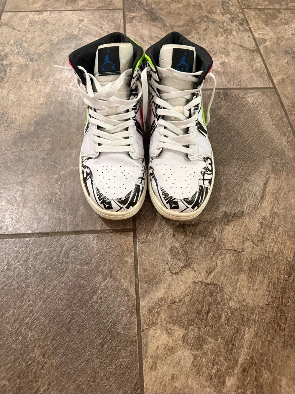 Nike Air Jordan 1 Mid All Over Logos Size 11.5 Rare Shoes